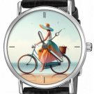 GIRL ON BICYCLE AT THE BEACH LOVELY CONCEPT ART LADIES SOLID BRASS SUMMER WATCH GIRL ON BICYCLE AT THE BEACH LOVELY CONCEPT ART LADIES SOLID BRASS SUMMER WATCH