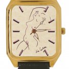 1957 JEAN COCTEAU MODERNIST NUDE ON PARCHMENT COLLECTIBLE SOLID BRASS DECO WATCH 1957 JEAN COCTEAU MODERNIST NUDE ON PARCHMENT COLLECTIBLE SOLID BRASS DECO WATCH