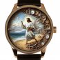 CHRIST WALKING THE SANDS OF TIME, DEEPLY SAYMBOLIC SOLID BRASS STEAMPUNK WATCH