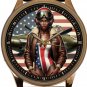WATCH w SEXY BLACK MODEL IN USAF PILOT'S GEAR POSING WITH A VINTAGE WW2 AIRPLANE