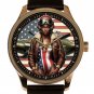 WATCH w SEXY BLACK MODEL IN USAF PILOT'S GEAR POSING WITH A VINTAGE WW2 AIRPLANE