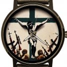 THE CRUCIFIXION OF ART - BUT NOT BY BANKSY, BLACK TITANIUM SOLID BRASS WATCH