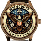 EAGLE SCOUT BOY SCOUTS MEDALLION ART SOLID BRASS WATCH w CUSTOMIZABLE NAME DIAL