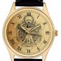 MASONIC GEOMETRY SYMBOLIC DA VINCI VITRUVIAN MAN PARCHMENT ART SOLID BRASS WATCH