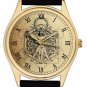 MASONIC GEOMETRY SYMBOLIC DA VINCI VITRUVIAN MAN PARCHMENT ART SOLID BRASS WATCH