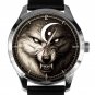 VICIOUS SYMBOLIC YIN YANG WOLF ART, EVIL & MORE EVIL, SOLID BRASS MEN'S WATCH