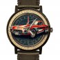 CLASSIC RED CHEVY CORVETTE VINTAGE METALLIC ART COLLECTORS EDITION BRASS WATCH