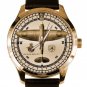SUPERMARINE SPITFIRE VINTAGE RAF COMPASS ART BRASS WATCH w MONOCHROME GOLD DIAL