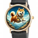 BRIGHT & HAPPY SHIBA INU FLYING IN THE SKY UNISEX SOLID BRASS DOG PORTRAIT WATCH BRIGHT & HAPPY SHIBA INU FLYING IN THE SKY UNISEX SOLID BRASS DOG PORTRAIT WATCH
