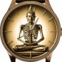 THE STARVING BUDDHA, DEEPLY SYMBOLIC BUDDHIST MEDITATION ART SOLID BRASS WATCH