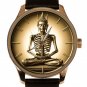 THE STARVING BUDDHA, DEEPLY SYMBOLIC BUDDHIST MEDITATION ART SOLID BRASS WATCH