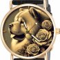 CUTE CHOW CHOW DOG ART SOLID BRASS LADIES / GIRLS WATCH, CHOWCHOW with ROSES
