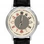 VINTAGE CHEQUERED CHESS ART SEPIA WOODCUT ART DIAL SOLID BRASS 40 mm WRIST WATCH