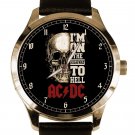 VINTAGE 1990 AC-DC HIGHWAY TO HELL POSTER SKULL ART 40mm COLLECTIBLE BRASS WATCH VINTAGE 1990 AC-DC HIGHWAY TO HELL POSTER SKULL ART 40mm COLLECTIBLE BRASS WATCH