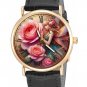 LOVELY ROSE FLOWER FAIRY ART SOLID BRASS COLLECTIBLE WATCH FOR WOMEN / GIRLS