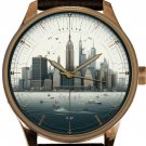 NEW YORK CITY SKYLINE CITYSCAPE METALLIC NYC ART SOLID BRASS COLLECTIBLE WATCH