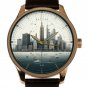 NEW YORK CITY SKYLINE CITYSCAPE METALLIC NYC ART SOLID BRASS COLLECTIBLE WATCH