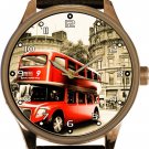 London Double Decker Red Bus Piccadilly Square Vintage Dial Solid Brass Watch