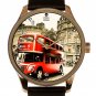 London Double Decker Red Bus Piccadilly Square Vintage Dial Solid Brass Watch
