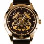 US COAST GUARD ROPE TRIM GOLD MEDALLION METAL DIAL SOLID BRASS 40 mm WRIST WATCH
