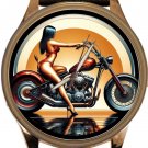 Leggy Babe Chopper Motorcycle Gorgeous Metallic Colors Solid Brass Biker's Watch Leggy Babe Chopper Motorcycle Gorgeous Metallic Colors Solid Brass Biker's Watch