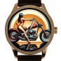 Leggy Babe Chopper Motorcycle Gorgeous Metallic Colors Solid Brass Biker's Watch
