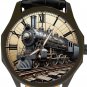 VINTAGE STEAM ENGLINE RAILWAY TRAIN ART TITANIUM BLACK BRASS COLLECTORS WATCH