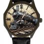 VINTAGE STEAM ENGLINE RAILWAY TRAIN ART TITANIUM BLACK BRASS COLLECTORS WATCH