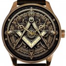 MASONIC ART STEAMPUNK THEMED SOLID BRASS FREEMASONRY COLLECTIBLE WATCH, GIFT BOX