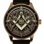 MASONIC ART STEAMPUNK THEMED SOLID BRASS FREEMASONRY COLLECTIBLE WATCH, GIFT BOX