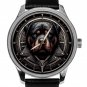 Boss Rottweiler in Leather Jacket Rottie Dog Portrait Solid Brass Watch