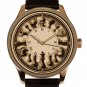 BEAUTIFUL CHESS PIECES VINTAGE PARCHMENT ART SOLID BRASS COLLECTIBLE MEN'S WATCH