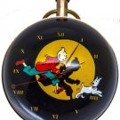 TINTIN IN AMERICA ANTIQUE COLORS SOLID BRASS MECHANICAL BALL CLOCK 17 JEWEL