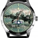 USAAF B-17 FLYING FORTRESS VINTAGE BLUE SEPIA ART SOLID BRASS COLLECTIBLE WATCH