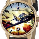 SUPERMARINE SPITFIRE VINTAGE WW-II POSTER FLAME COLOURS SOLID BRASS WRIST WATCH SUPERMARINE SPITFIRE VINTAGE WW-II POSTER FLAME COLOURS SOLID BRASS WRIST WATCH