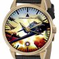 SUPERMARINE SPITFIRE VINTAGE WW-II POSTER FLAME COLOURS SOLID BRASS WRIST WATCH