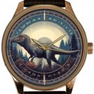 Metriacanthosaurus Dinosaur In Jungle Unique High Quality Solid Brass Mens Watch