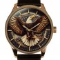 GOLDEN EAGLE USA FLAG AMERICAN PATRIOTISM ART METAL DIAL SOLID BRASS MEN'S WATCH