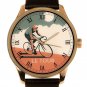 BEAUTIFUL BRONZE FINISH TOUR DE FRANCE VINTAGE CYCLE ART BRASS COLLECTIBLE WATCH