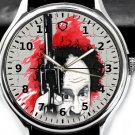 THE THREE STOOGES, LARRY WITH A GUN POSTMODERN ART COLLECTIBLE BRASS WRIST WATCH THE THREE STOOGES, LARRY WITH A GUN POSTMODERN ART COLLECTIBLE BRASS WRIST WATCH