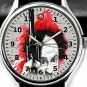 THE THREE STOOGES, LARRY WITH A GUN POSTMODERN ART COLLECTIBLE BRASS WRIST WATCH