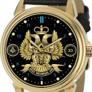 MASONIC 33rd SCOTTISH RITE CLASSIC MEDALLION DIAL SOLID BRASS 40 mm WRIST WATCH MASONIC 33rd SCOTTISH RITE CLASSIC MEDALLION DIAL SOLID BRASS 40 mm WRIST WATCH