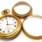 ANTIQUE 1890s FAMOUS SWISS-MADE MOVEMENT RECOVERY TO BRASS & CRYSTAL BALL WATCH