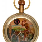 RARE VINTAGE 1950s MOTORCYCLE BIKE ART PROMOTIONAL 17 JEWEL WINDING POCKET WATCH RARE VINTAGE 1950s MOTORCYCLE BIKE ART PROMOTIONAL 17 JEWEL WINDING POCKET WATCH