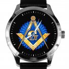 BEAUTIFUL SAPPHIRE BLUE MASONIC LOGO FREEMASONRY CLASSIC ART COLLECTIBLE WATCH