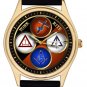 RARE MASONIC YORK RITE CLASSIC FREMASONRY MEDALLION DIAL SOLID BRASS WRIST WATCH