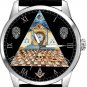 MASONIC TRIANGLE ILLUMINATI SYMBOLIC SKULLS ART SOLID BRASS FREEMASONRY WATCH