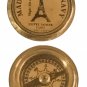 VERY CUTE 1-INCH SOLID BRASS NANO TINY COMPASS ENGRAVED WITH THE EIFFEL TOWER