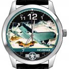 F4U CORSAIR VINTAGE COLORS USAF WW-III FIGHTER AIRCRAFT ART SOLID BRASS WATCH