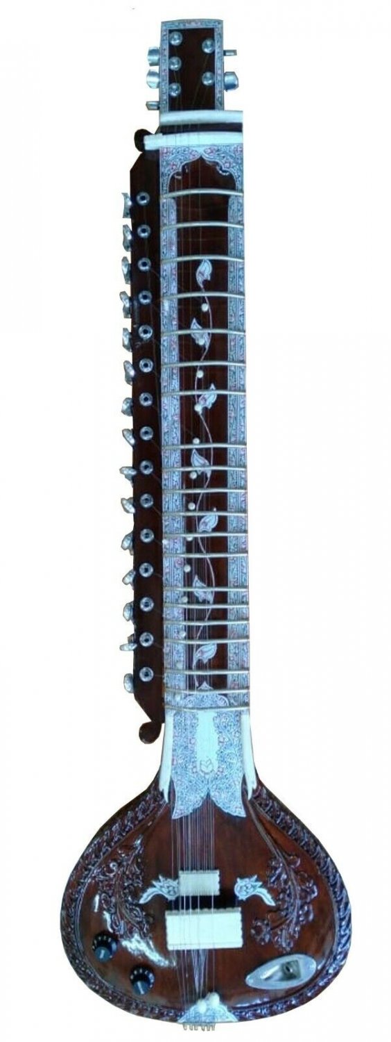 REINFORCED NECK INDIAN RIGHTHANDED ACOUSTIC ELECTRIC SITAR w TOP